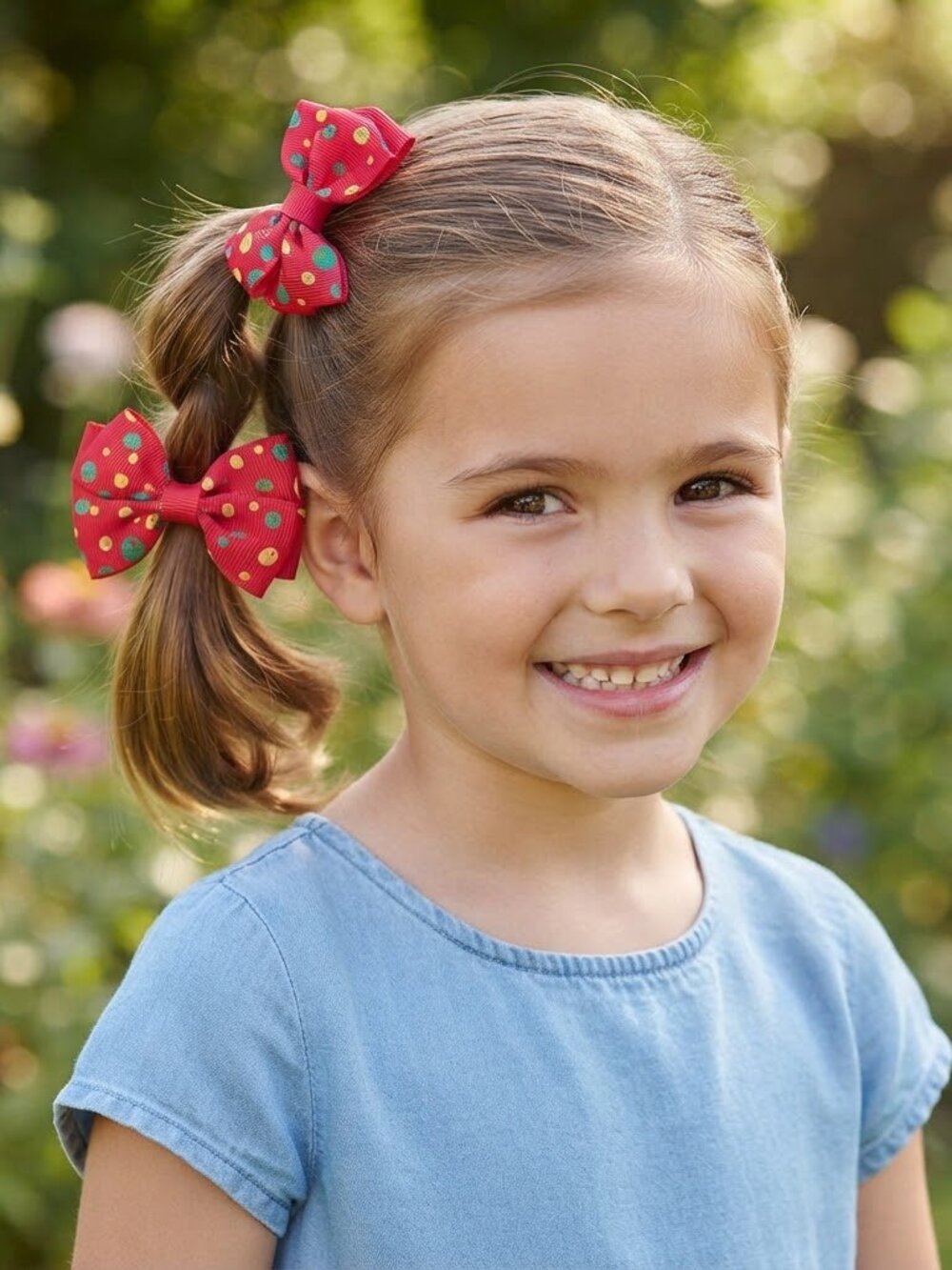 2- Hair Bows for Women/ Girls Hair Clips  Small‎  Hair Bow Polka Dot